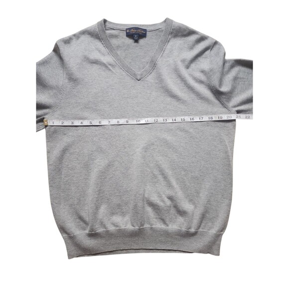 Brooks Brothers Supima Cotton Sweater Mens M Gray V-neck Preppy Old Money Office - Picture 4 of 7
